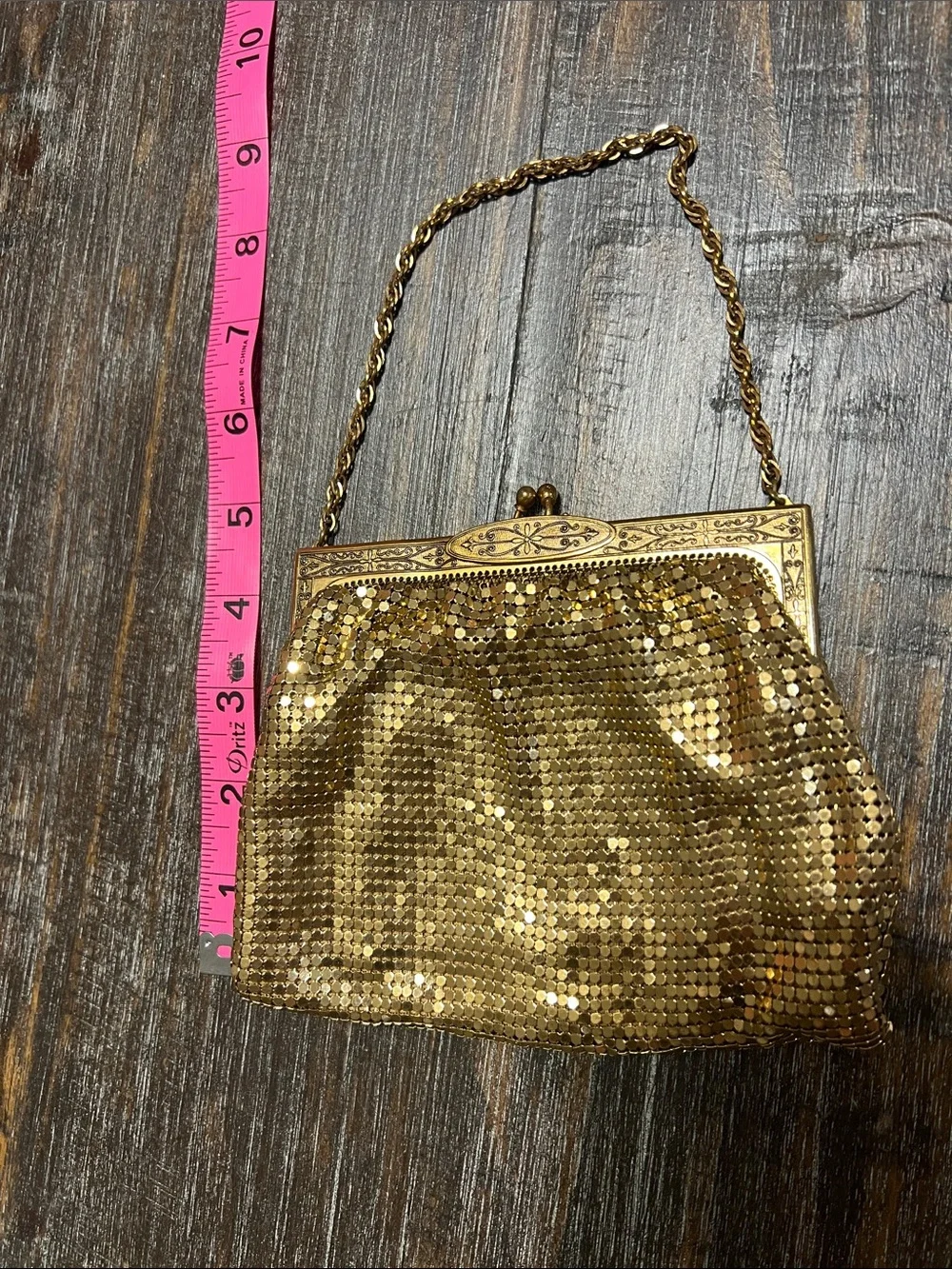 Vintage Whiting and Davis Gold Mesh Sequin Evening Handbag